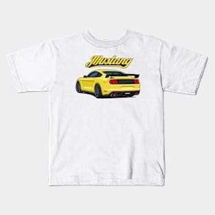 Rear Car Mustang yellow Kids T-Shirt